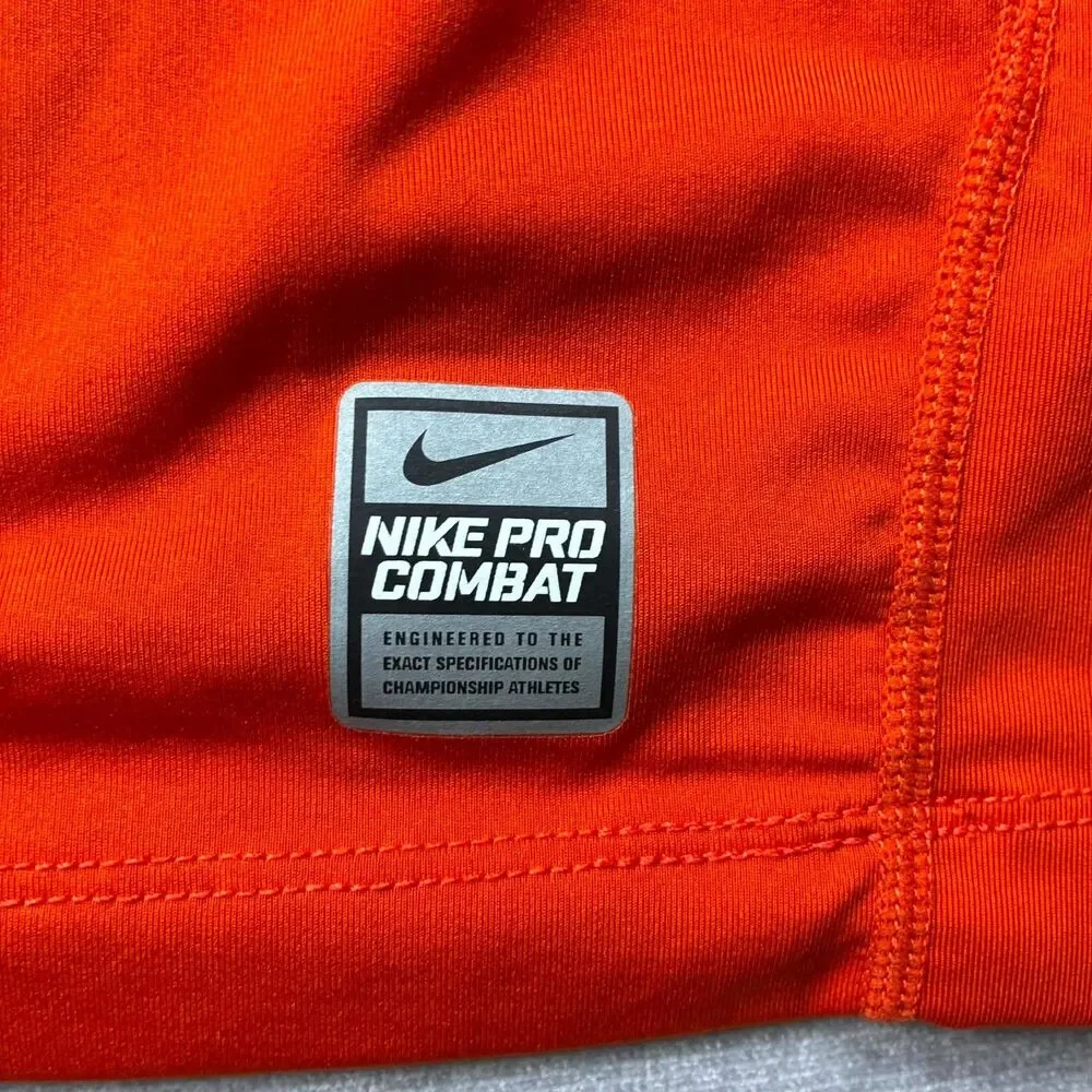 Nike Pro Combat Shirt Mens XL Orange Dri Fit Compression Sleeveless Athletic